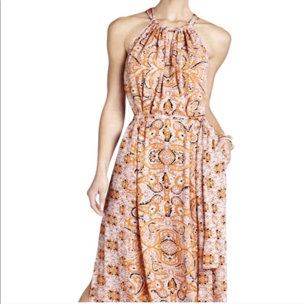 NWOT BCBG Maxazaria Long Orange Paisley Dress M